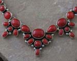 Genuine Navajo Sterling Silver Red Coral Necklace, Earring Set