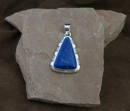 Navajo Solid Sterling Silver Lapis Pendant