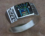 Genuine Navajo Sterling Silver Turquoise, Opal and Black Jet