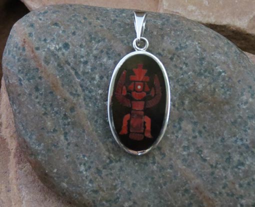 Navajo Solid Sterling Silver Red Coral Pendant
