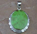 Genuine Navajo Sterling Silver Gaspeite Pendant