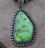 Genuine Navajo Sterling Silver Pendant- Gaspeite