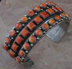 Orange Spiny Oyster Shell Bracelet in solid sterling silver
