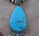 Genuine Navajo Sterling Silver Pendant- Spiderweb Turquoise