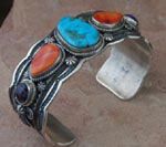 Turquoise, Spiny Oyster Bracelet in solid sterling silver