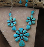 Navajo Turquoise Earrings Necklace set