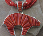 Genuine Navajo Sterling Silver Pendant- Coral