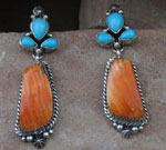 Genuine Navajo Spiny oyster and Turquoise earrings