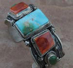 Turquoise, Spiny Oyster Bracelet in solid sterling silver