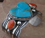 Turquoise, Spiny Oyster Bracelet in solid sterling silver