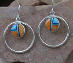 Genuine Orange Spiny Oyster, Cultured Opal earrings