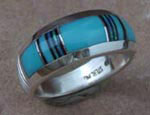 Genuine Navajo Sterling Silver Ring Turquoise, Opal and Onyx