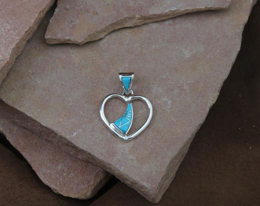 Navajo Solid Sterling Silver Sleeping Beauty Turquoise, Cultured Opal and Jet Pendant