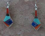Genuine Orange Spiny Oyster, Turquoise, Lapis, Charolite earrings
