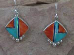 Genuine Orange Spiny Oyster, Turquoise and Opal earrings