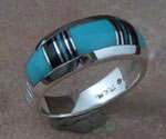 Genuine Navajo Sterling Silver Ring Turquoise, Opal and Onyx