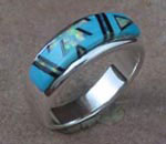 Genuine Navajo Sterling Silver Turquoise, Jet and Cultured Opal