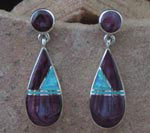 Genuine Purple Spiny Oyster Shell and Cultured Opal earrings