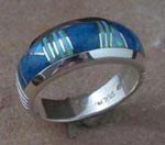 Genuine Navajo Sterling Silver Ring Lapis, Turquoise, and Cultured Opal