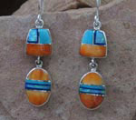 Genuine Orange Spiny Oyster, Cultured Opal earrings
