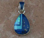 Genuine Navajo Sterling Silver Pendant- Lapis, Turquoise and Opal