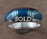 Genuine Navajo Sterling Silver Ring Lapis, Turquoise, and Cultured Opal
