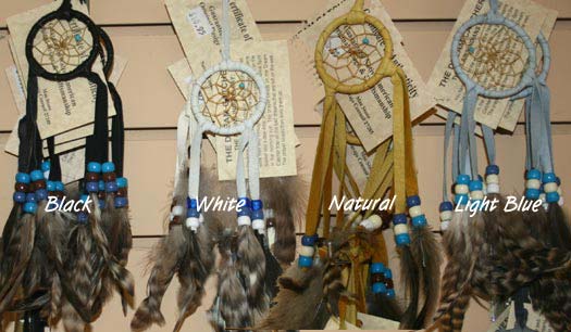 small black, white, natural and light blue Dream catchers
