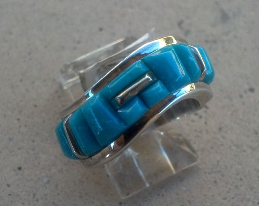 Navajo Silver Ring inlayed with high grade Turquoise