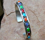 Turquoise, Coral, Gaspeite Bracelet in solid sterling silver