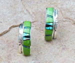 Genuine Navajo Sterling Silver earrings with Jet, Opal and Gaspeite