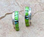 Genuine Navajo Sterling Silver earrings with Jet, Opal and Gaspeite