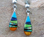 Genuine Navajo Sterling Silver earrings with Turquoise, Jet, Sugelite, Opal and Gaspeite