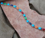 Turquoise, Gaspeite, Coral, Purple, Orange Spiny Oyster Bracelet in solid sterling silver