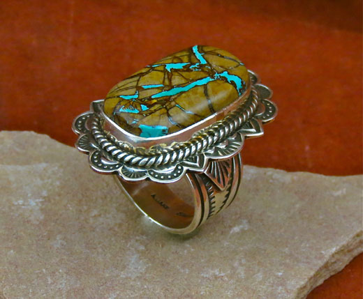 Navajo Silver Ring Royston Boulder Turquoise