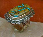 Genuine Navajo Sterling Silver and Royston Boulder Turquoise Ring