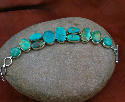 Kings Manassa Turquoise Sterling Silver Navajo Bracelet