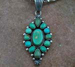 Genuine Navajo Sterling Silver Pendant- Pilot Mountain Turquoise