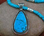 Genuine Navajo Sterling Silver Pendant- Kingman Turquoise