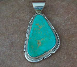 Genuine Navajo Sterling Silver Pendant- Kings Manassa Turquoise