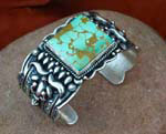 Sterling Silver Navajo Bracelet with Royston Turquoise