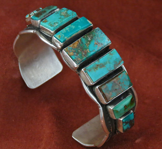 Pilot Mountain Turquoise Sterling Silver Navajo Bracelet