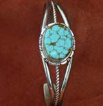 Sterling Silver Navajo Bracelet with Spider Web Turquoise