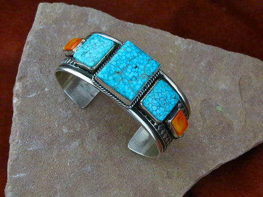 Turquoise Mountain Turquoise Sterling Silver Navajo Bracelet