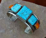 Sterling Silver Navajo Bracelet with Turquoise Mountain Turquoise