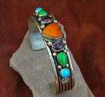 Sterling Silver Navajo Bracelet with Orange Spiny Oyster Shell
