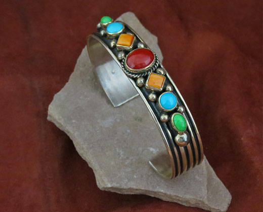 Bracelet, Coral, Orange Spiny Oyster Gaspeite Turquoise