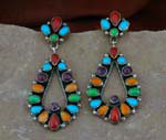 Navajo Turquoise, Coral, Spiny Oyster Shell, Gaspeite earrings