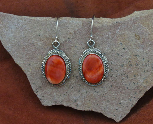 Sterling Silver Earrings- Red Spiny Oyster Shell