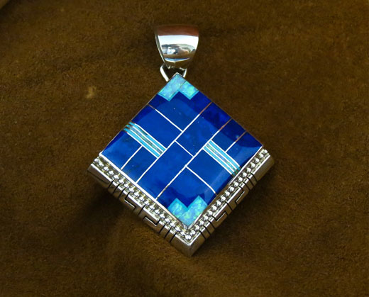 Navajo Solid Sterling Silver Lapis Pendant