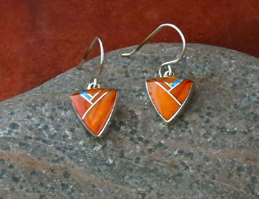 Sterling Silver Earrings- Orange Spiny Oyster Shell